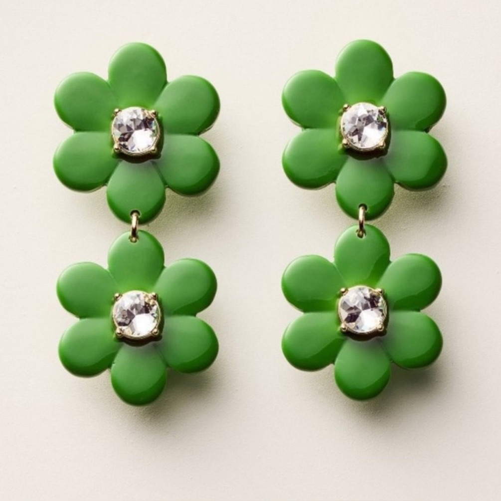 Nib! Kate Spade X Target Floral Linear Green Earrings
